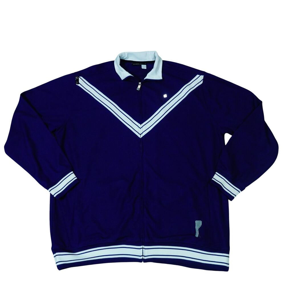 Rocawear Y2K Hip Hop Streetwear Blue Striped Track Jacket Full Zip Men's 3XLT